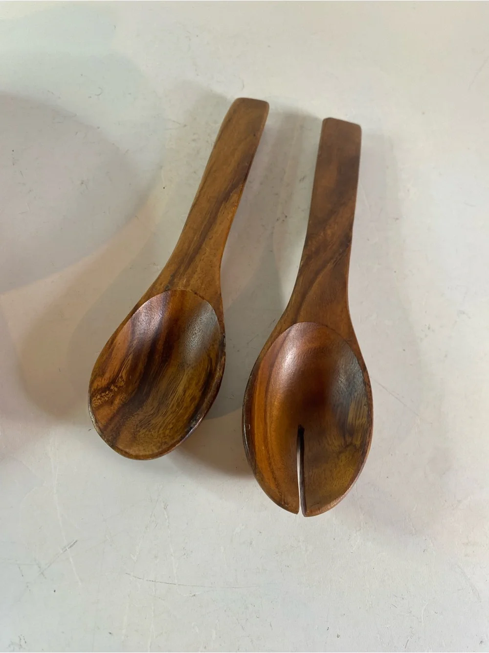 Wooden Salad Bowl 4 Salad Bowls Fork & Spoon 5th Bowl Included With Chip